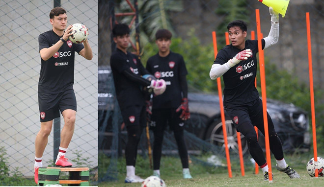 While his teammates practiced together, Dang Van Lam had to practice recovery alone. Photo: Muangthong United