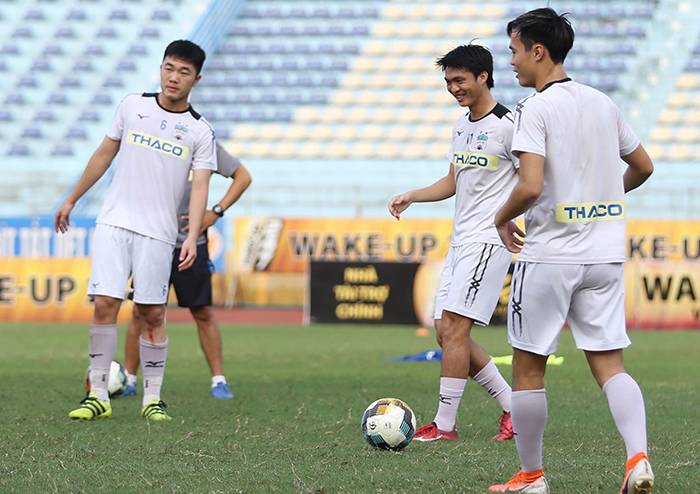 Tuan Anh, Xuan Truong and Van Toan in a practice session of HAGL