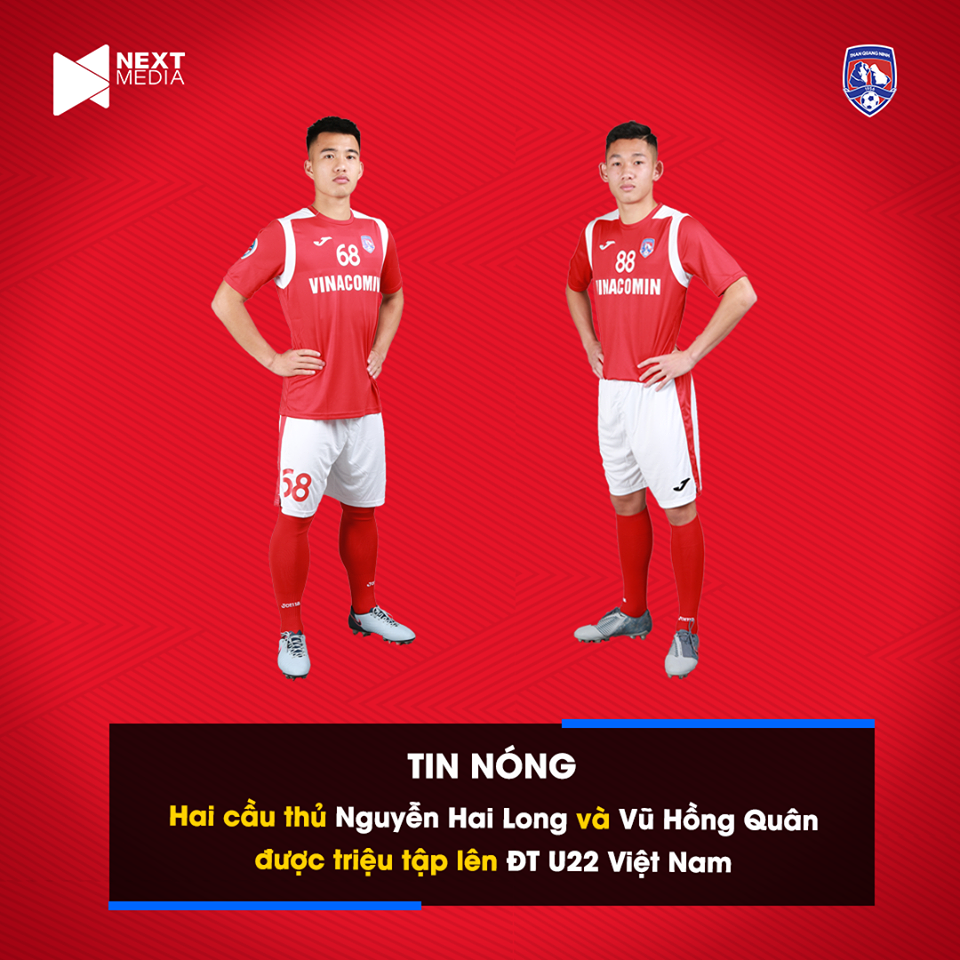  Nguyen Hai Long (88),  Vu Hong Quan (68), than quang ninh, u22 vietnam squad list