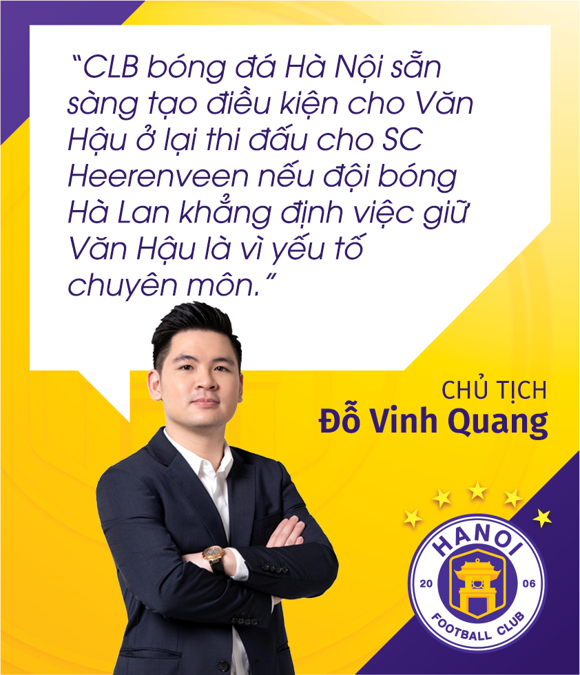 Hanoi FC's statement about the future of Van Hau.