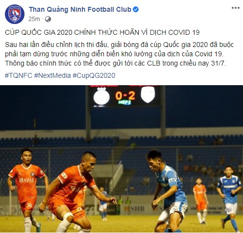 Than Quang Ninh confirms that the National Cup has been postponed