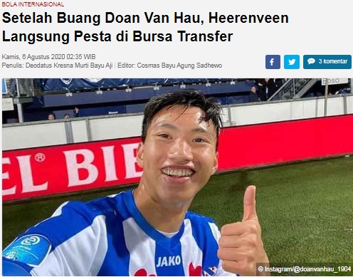 The Indonesian newspaper continuously sarcasm Doan Van Hau