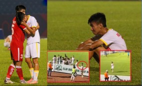 Ăn mừng khiêu khích, quân bầu Đức bị CĐV SLNA ném cơn mưa vật thể lạ đáp trả Ăn mừng khiêu khích, quân bầu Đức bị CĐV SLNA ném cơn mưa vật thể lạ đáp trả